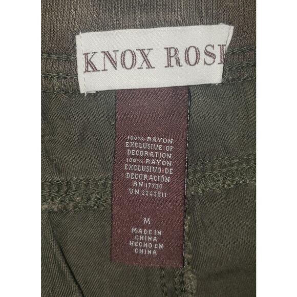 Knox Rose Boho Cargo Shorts M – Floral Embroidery Army Green Relaxed Fit Rayon - Picture 2 of 7